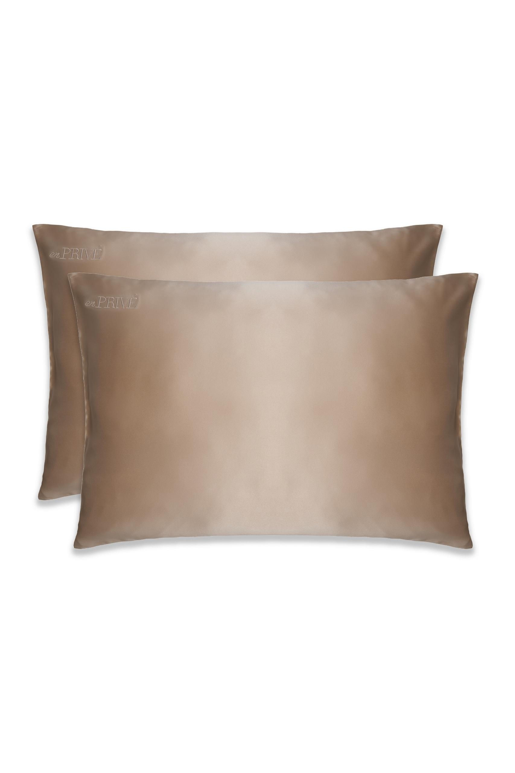 Set 2 fete de perna din matase mulberry 22 momme Caramel, 50x70 cm