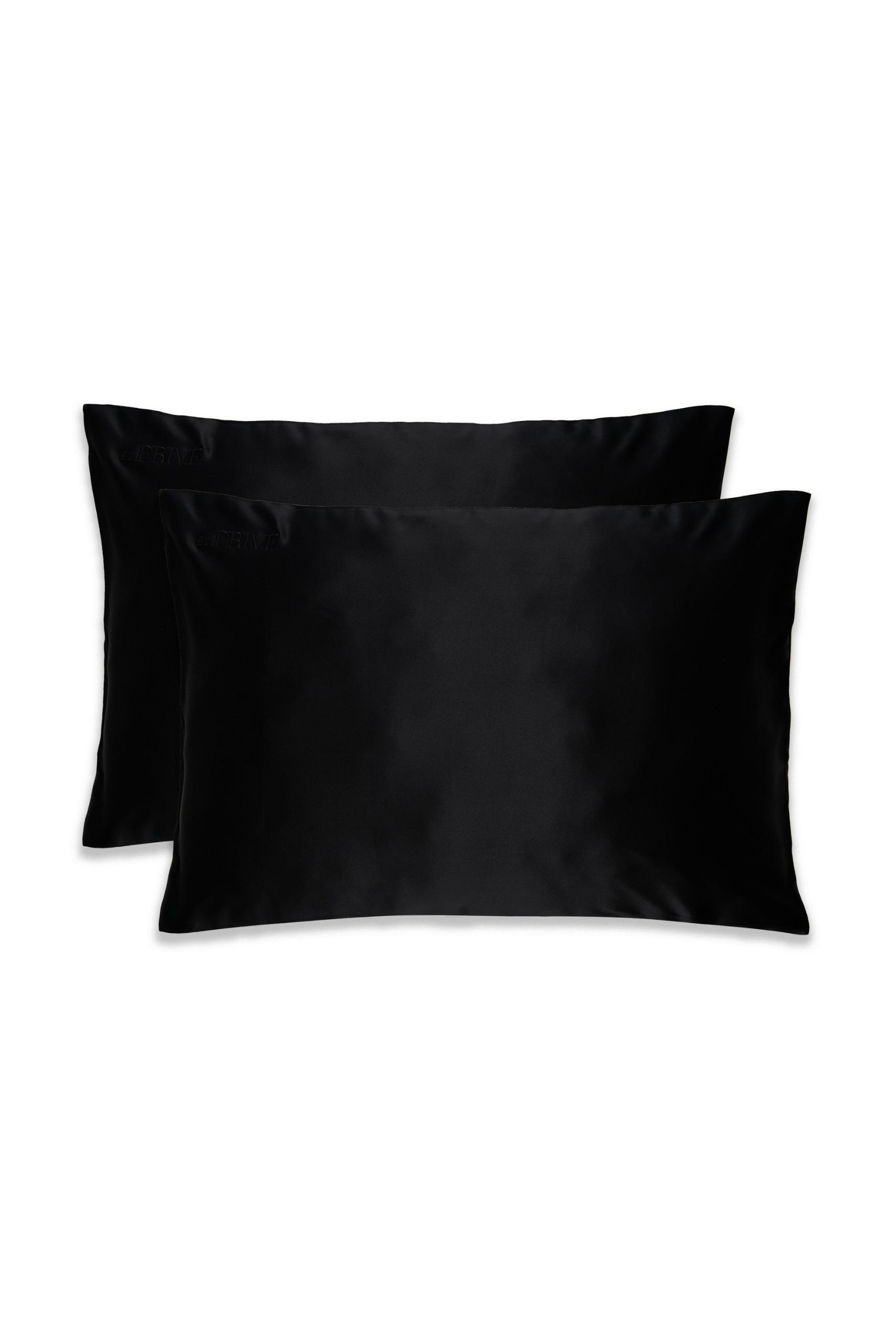 Set 2 fete de perna din matase mulberry 22 momme Negru, 50x70 cm