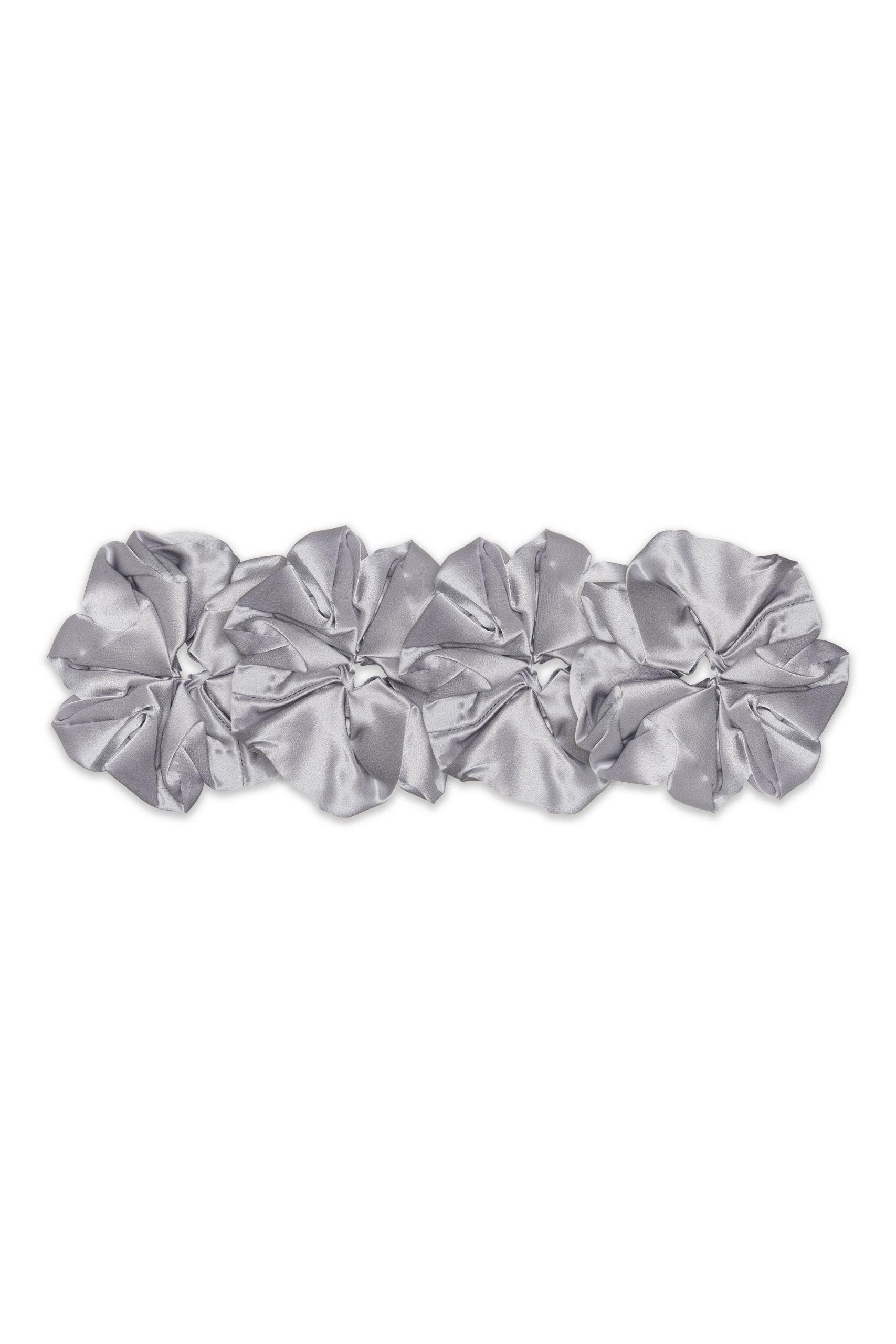 Set 4 elastice mari din matase mulberry 22 momme Silver Gray