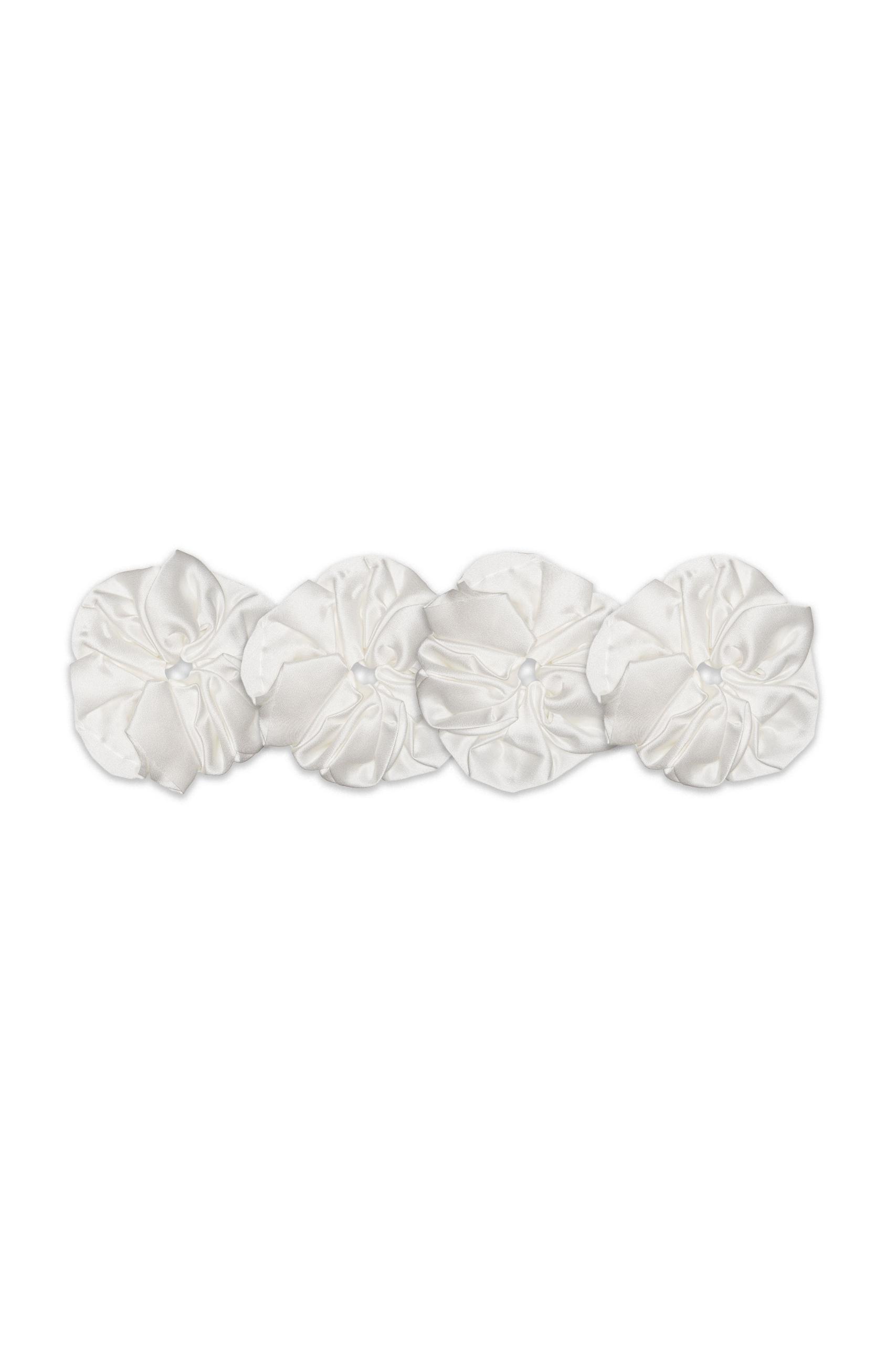 Set 4 elastice mari din matase mulberry 22 momme Ivory