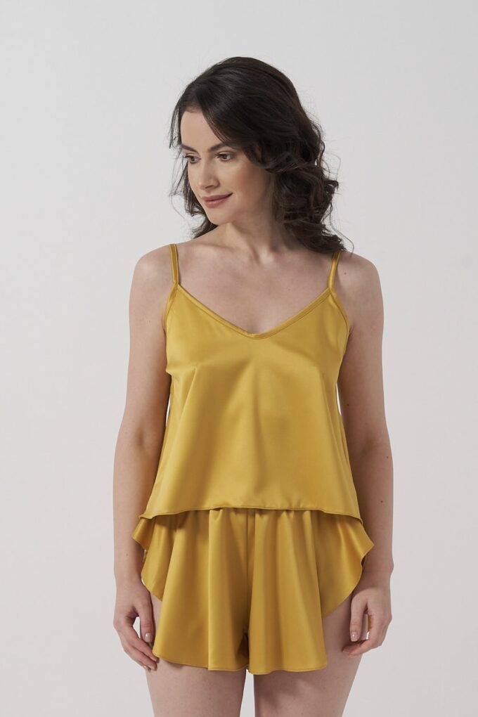 Pijama din satin Nora Pistachio Cream