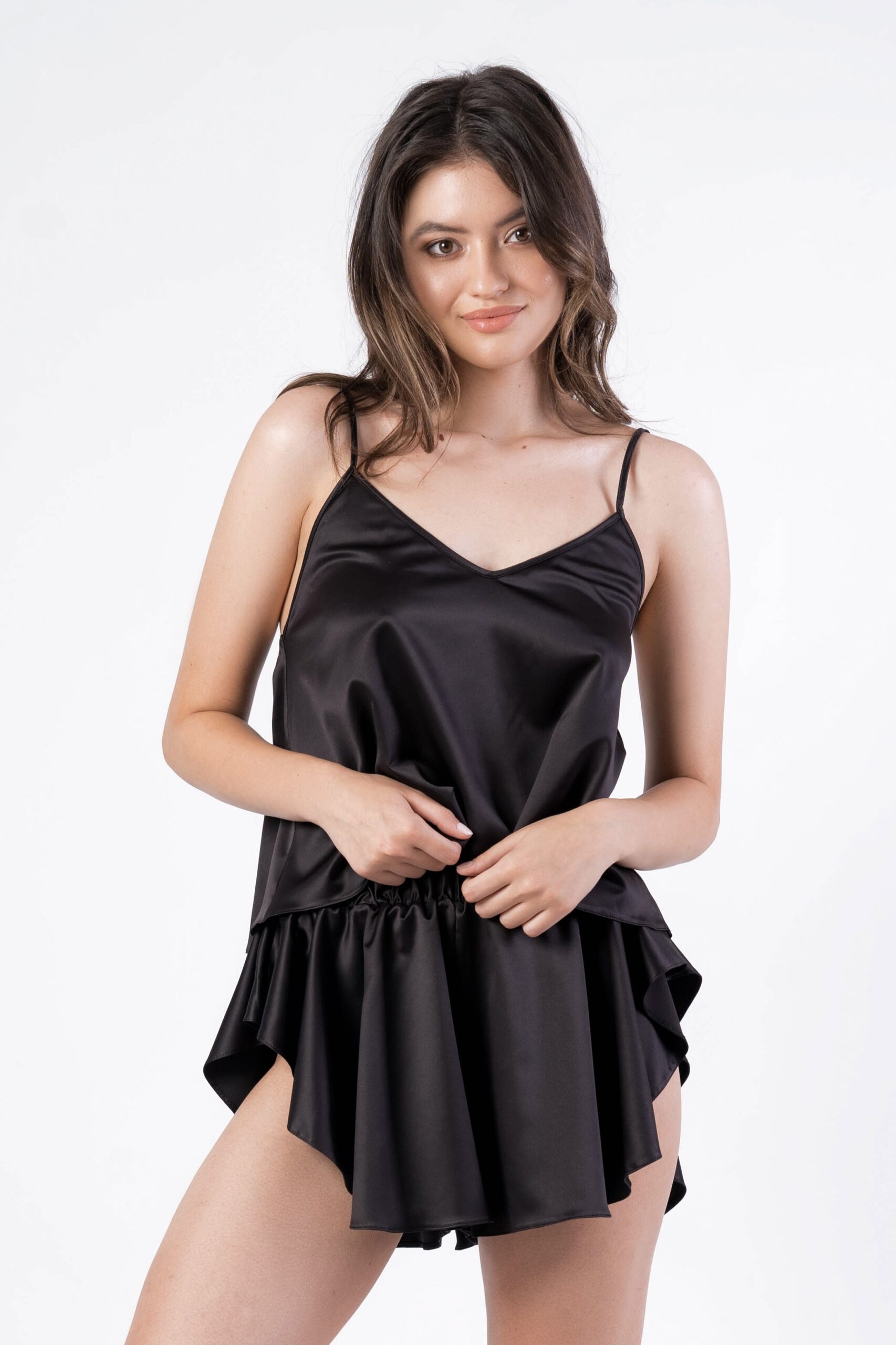 Pijama din satin Nora Black