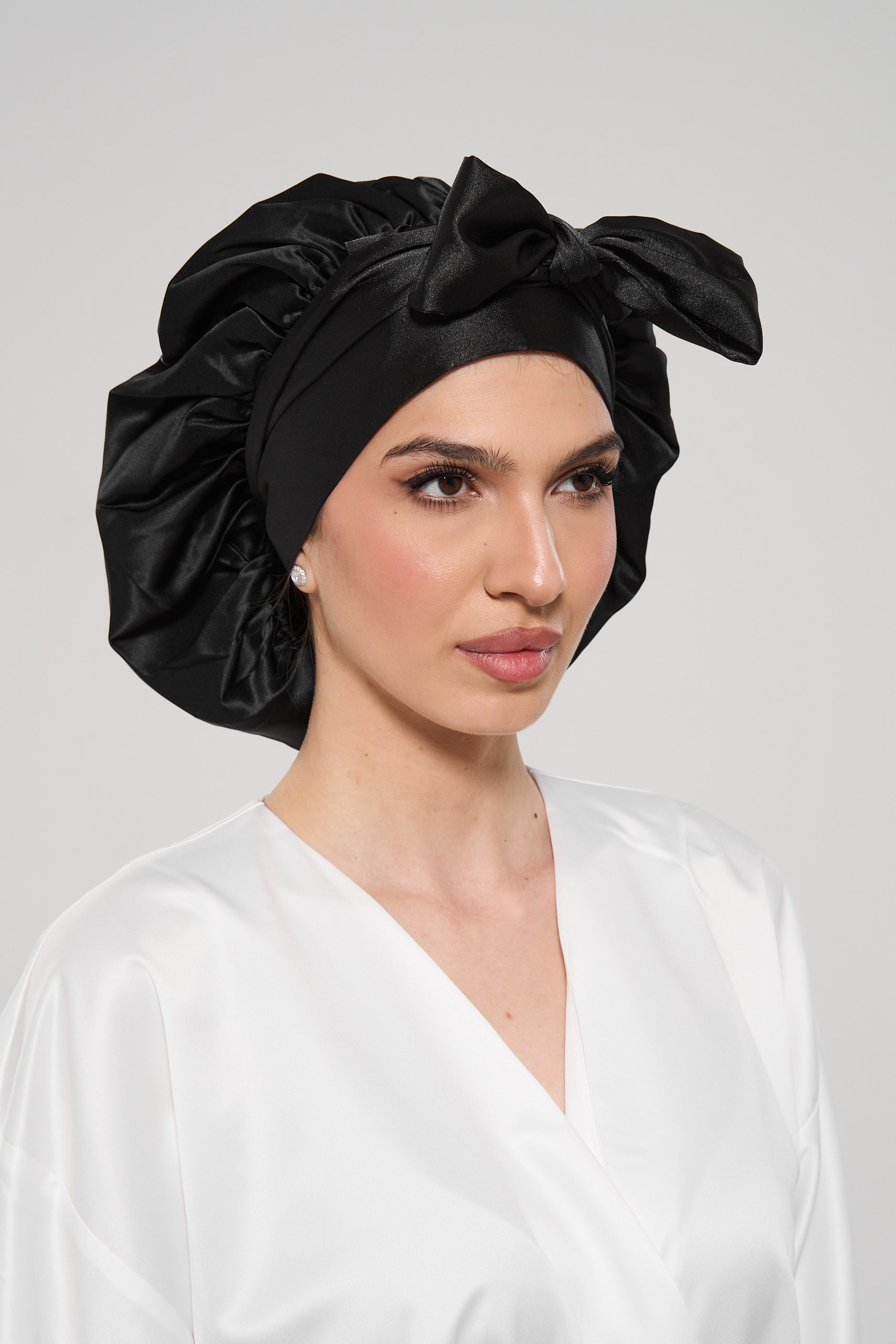 Boneta din matase mulberry 22 momme XL Negru - En Privé - Pijamale