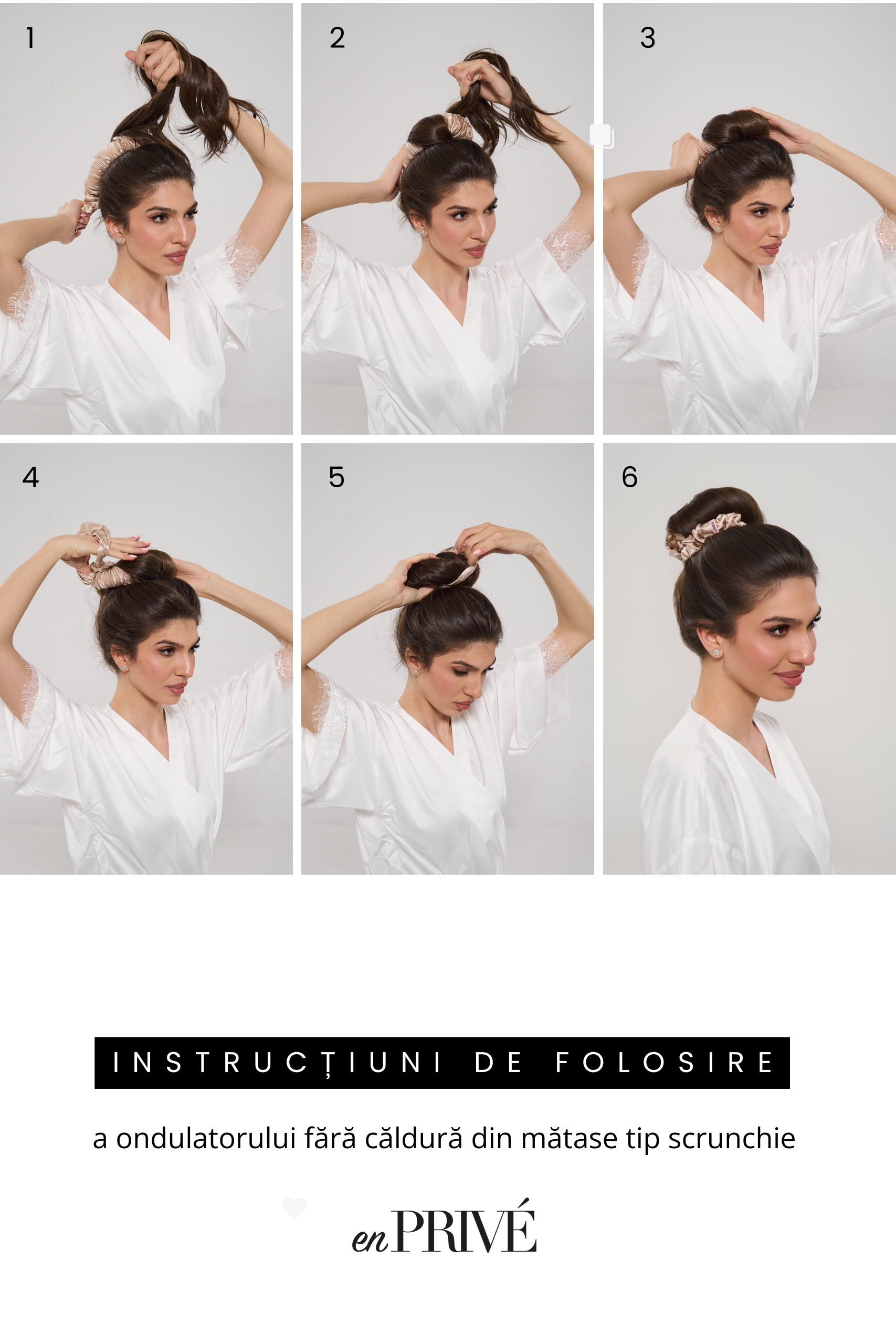 Ondulator fara caldura tip scrunchie din matase mulberry 22 momme Caramel - imagine 4
