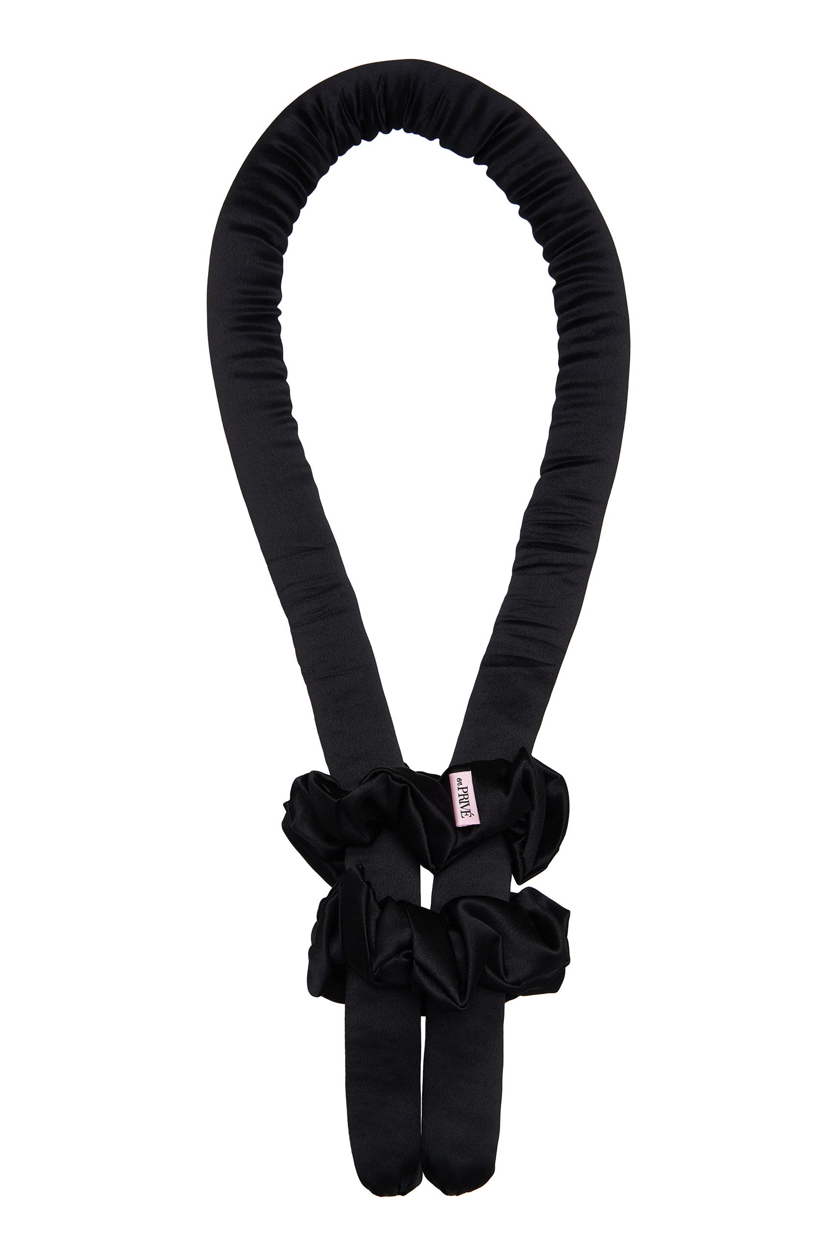 Ondulator fara caldura cu doua elastice din matase mulberry 22 momme Negru - imagine 4