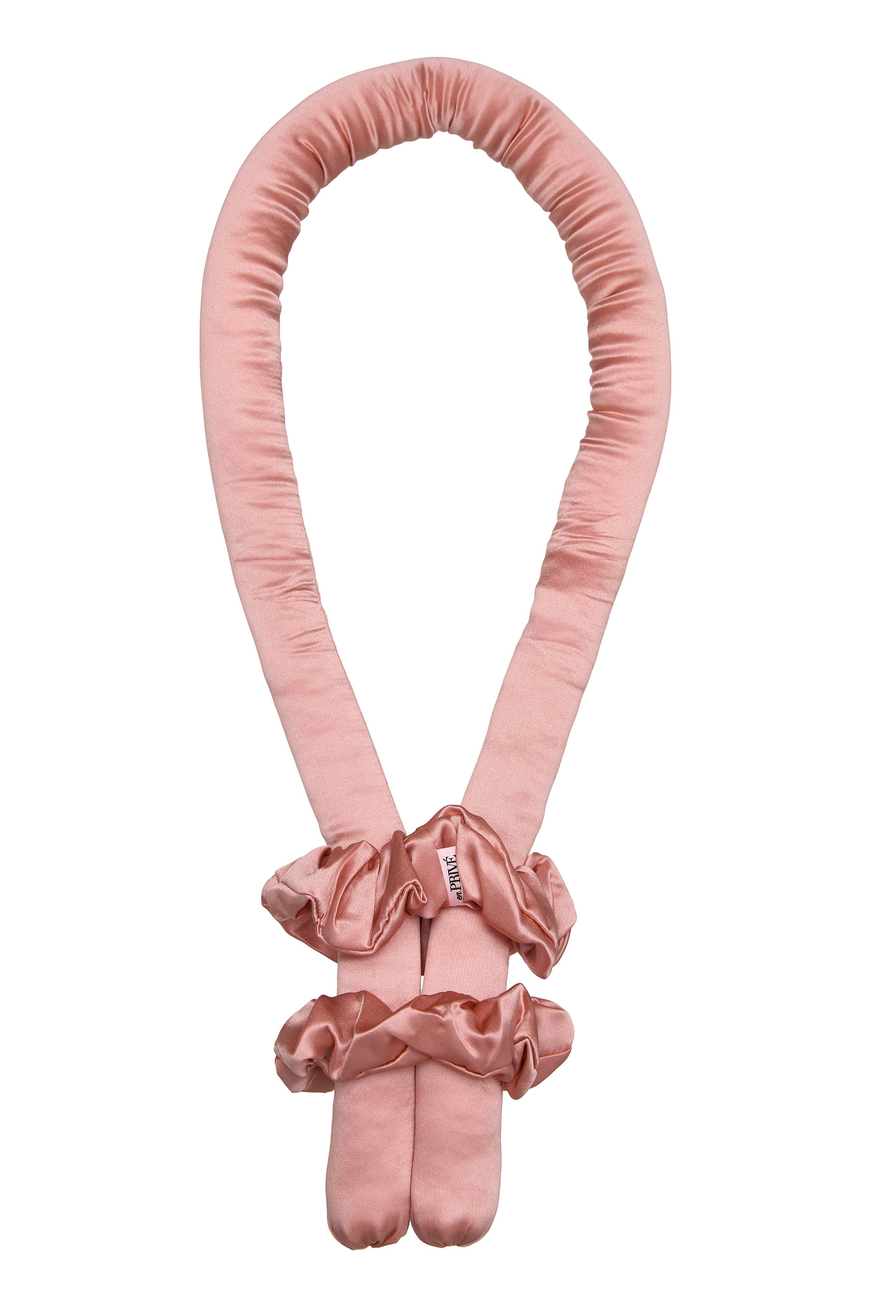 Ondulator fara caldura cu doua elastice din matase mulberry 22 momme Rose Gold - imagine 4